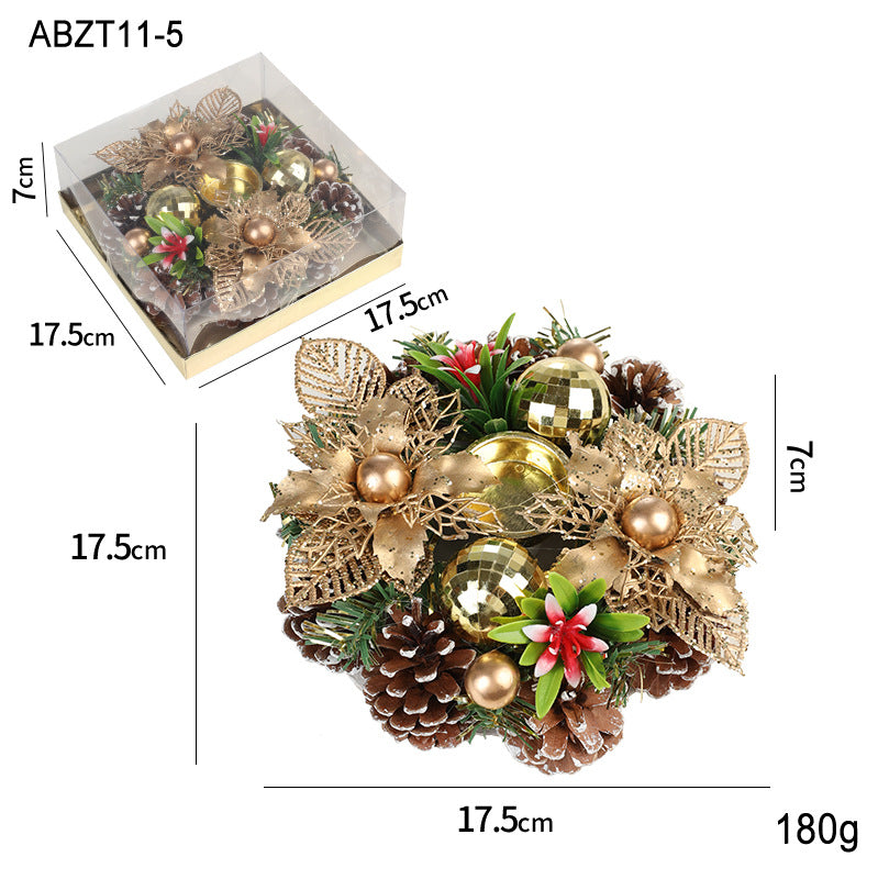 Christmas Candle Wreath Centerpiece – Pinecone & Berry Candle Holder for Table Décor (Multiple Styles)