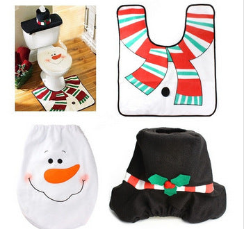Christmas Bathroom Toilet Set – 3-Piece Santa / Snowman / Elf Cover & Mat Set | Festive Bathroom Decor