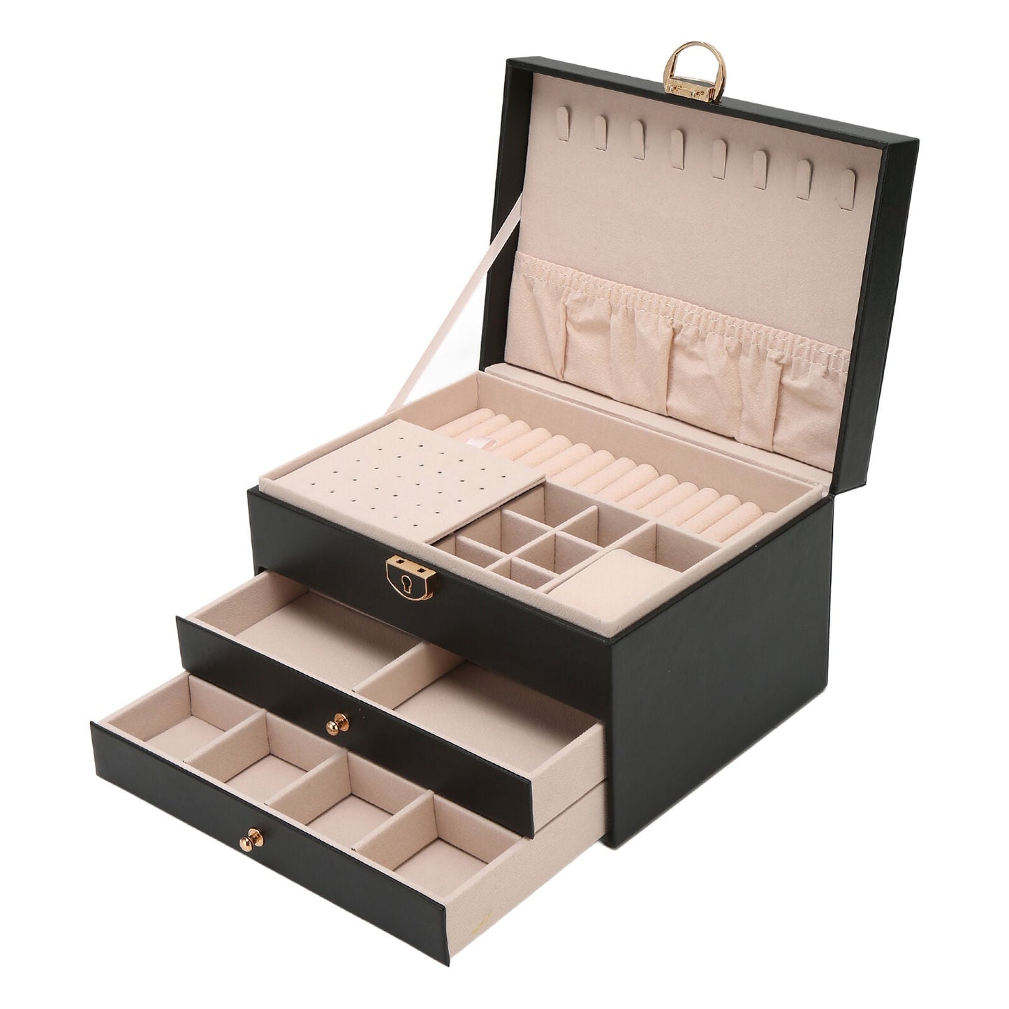 Multilayer Leather Jewelry Box for Women – Stylish Travel Jewelry Case and Organizer with Soft Interior