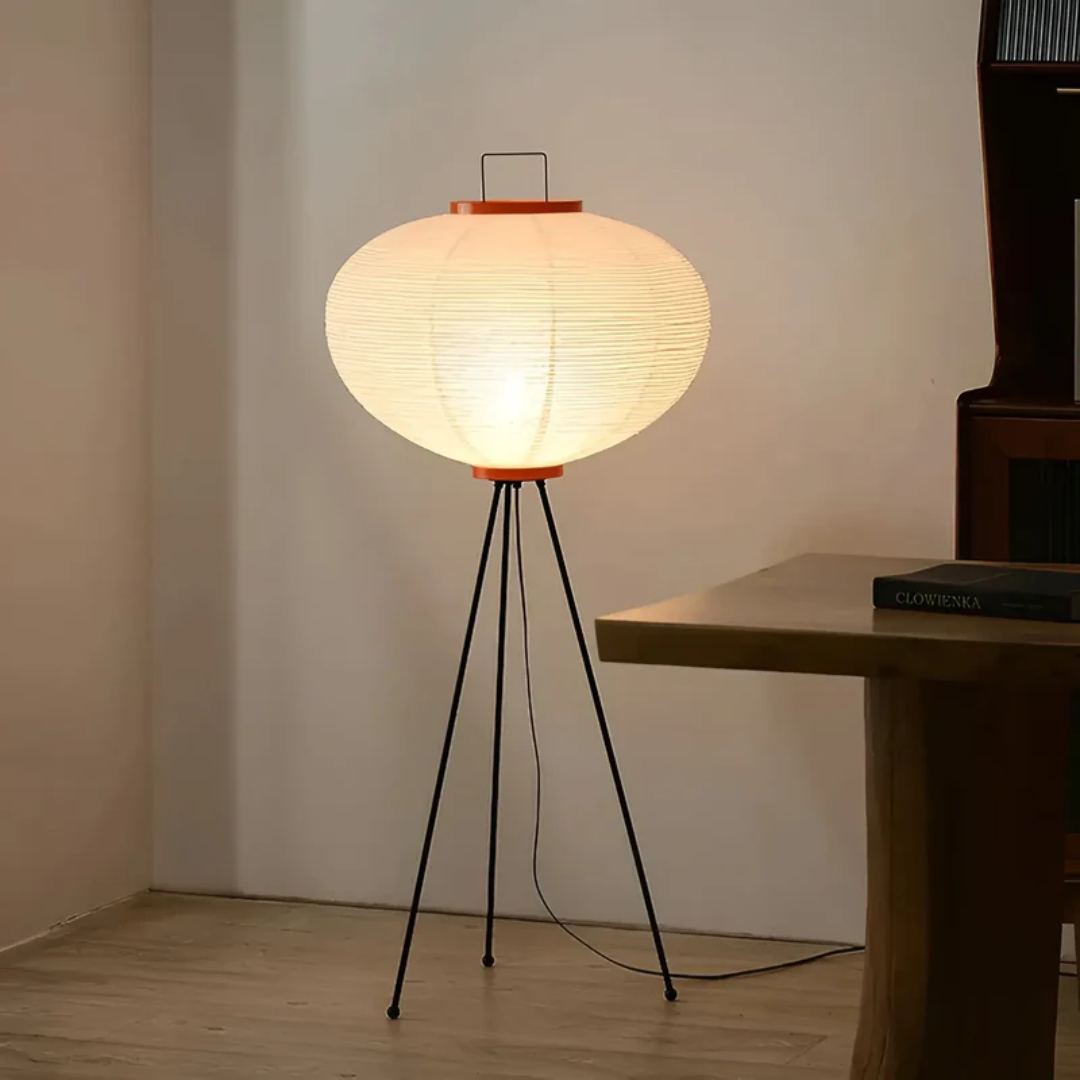 Wabi-Sabi Standing Lamp – Elegant Rice Paper Shade Floor Lamp for Living Room, Warm LED Light for Cozy Ambiance