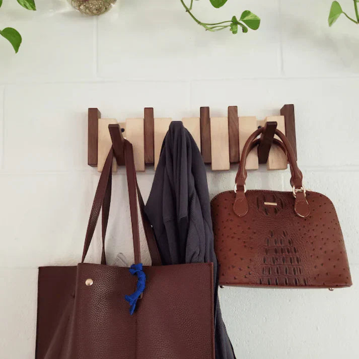 Wooden Piano Coat Rack – Stylish Wall Mounted Coat Stand with Multiple Hooks for Coats, Hats, and Accessories