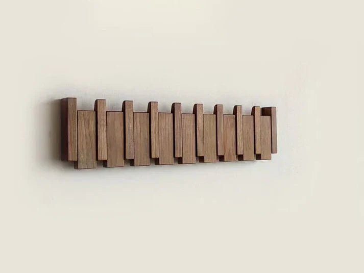 Wooden Piano Coat Rack – Stylish Wall Mounted Coat Stand with Multiple Hooks for Coats, Hats, and Accessories