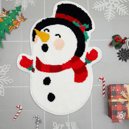 Christmas Floor Mat – Soft Cashmere-Style Anti-Slip Rug | Nordic Xmas Tree, Snowman & Santa Designs