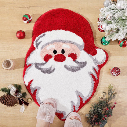 Christmas Floor Mat – Soft Cashmere-Style Anti-Slip Rug | Nordic Xmas Tree, Snowman & Santa Designs
