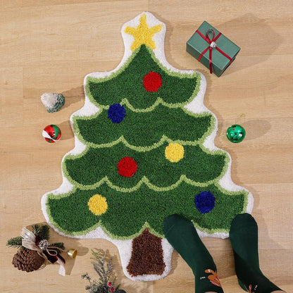 Christmas Floor Mat – Soft Cashmere-Style Anti-Slip Rug | Nordic Xmas Tree, Snowman & Santa Designs