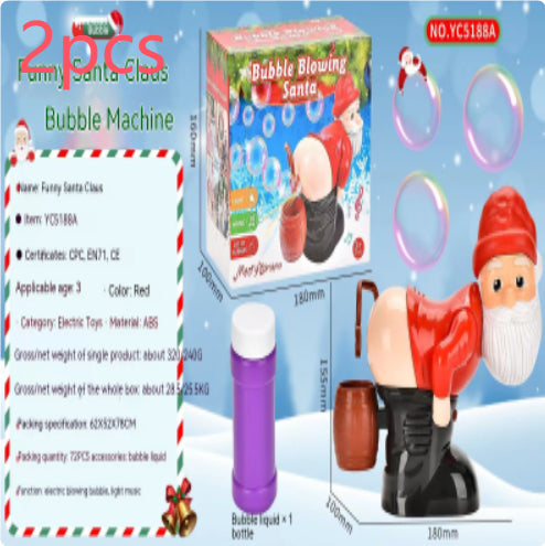 Christmas Santa Bubble Machine Toy – Automatic Bubble Blower with Music & Lights for Kids