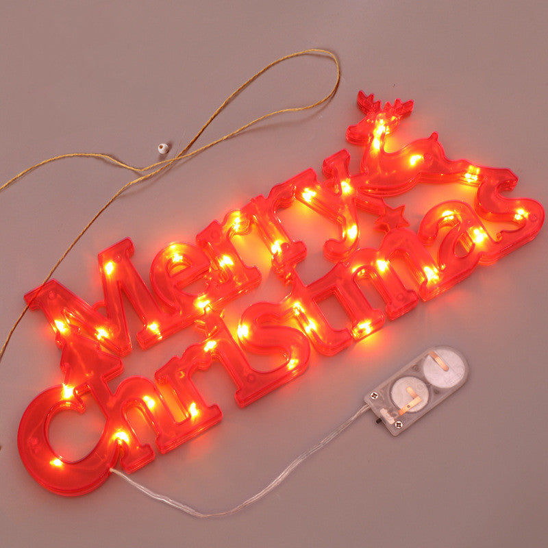 LED “Merry Christmas” Light Sign – Warm White / Red / Green Holiday Decoration for Walls, Tables & Windows