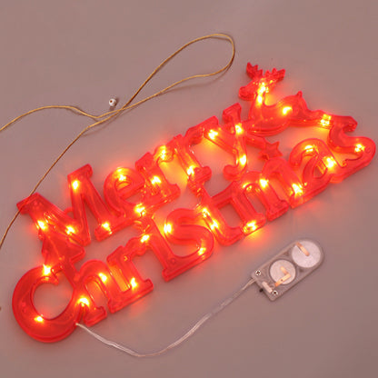 LED “Merry Christmas” Light Sign – Warm White / Red / Green Holiday Decoration for Walls, Tables & Windows