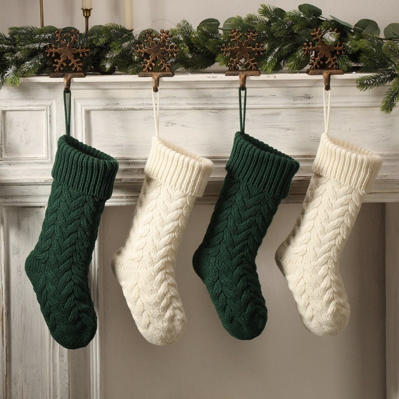 Christmas Knitted Stocking – Large 18" Hanging Holiday Decoration for Mantle & Fireplace (Multiple Colours)