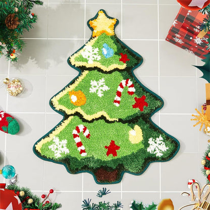 Christmas Floor Mat – Soft Cashmere-Style Anti-Slip Rug | Nordic Xmas Tree, Snowman & Santa Designs