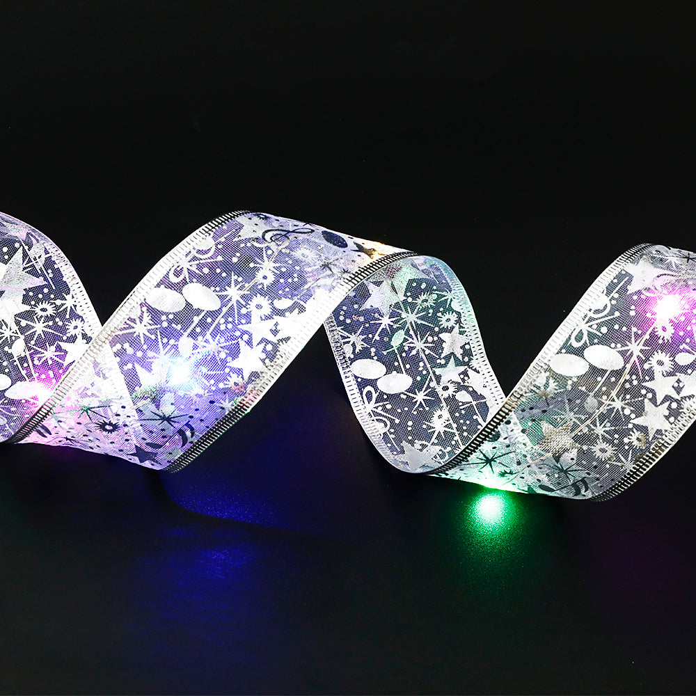 LED Ribbon Fairy Lights – 5cm Wide Christmas Decorative Light-Up Ribbon for Trees & Garlands