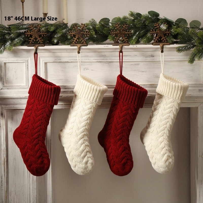 Christmas Knitted Stocking – Large 18" Hanging Holiday Decoration for Mantle & Fireplace (Multiple Colours)