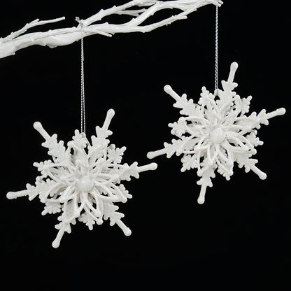 3D Christmas Snowflake Ornaments – 12cm White Hanging Tree Decorations (Set of Snowflakes)