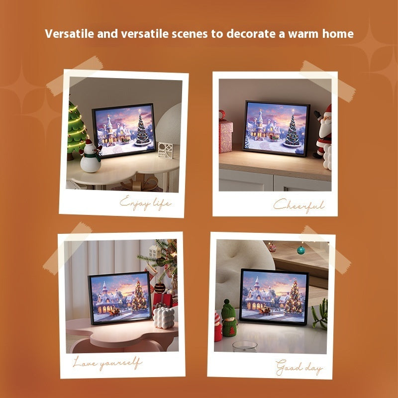 Christmas LED Painting Bluetooth Speaker – Mini Decorative Light-Up Frame | Festive Music Gift