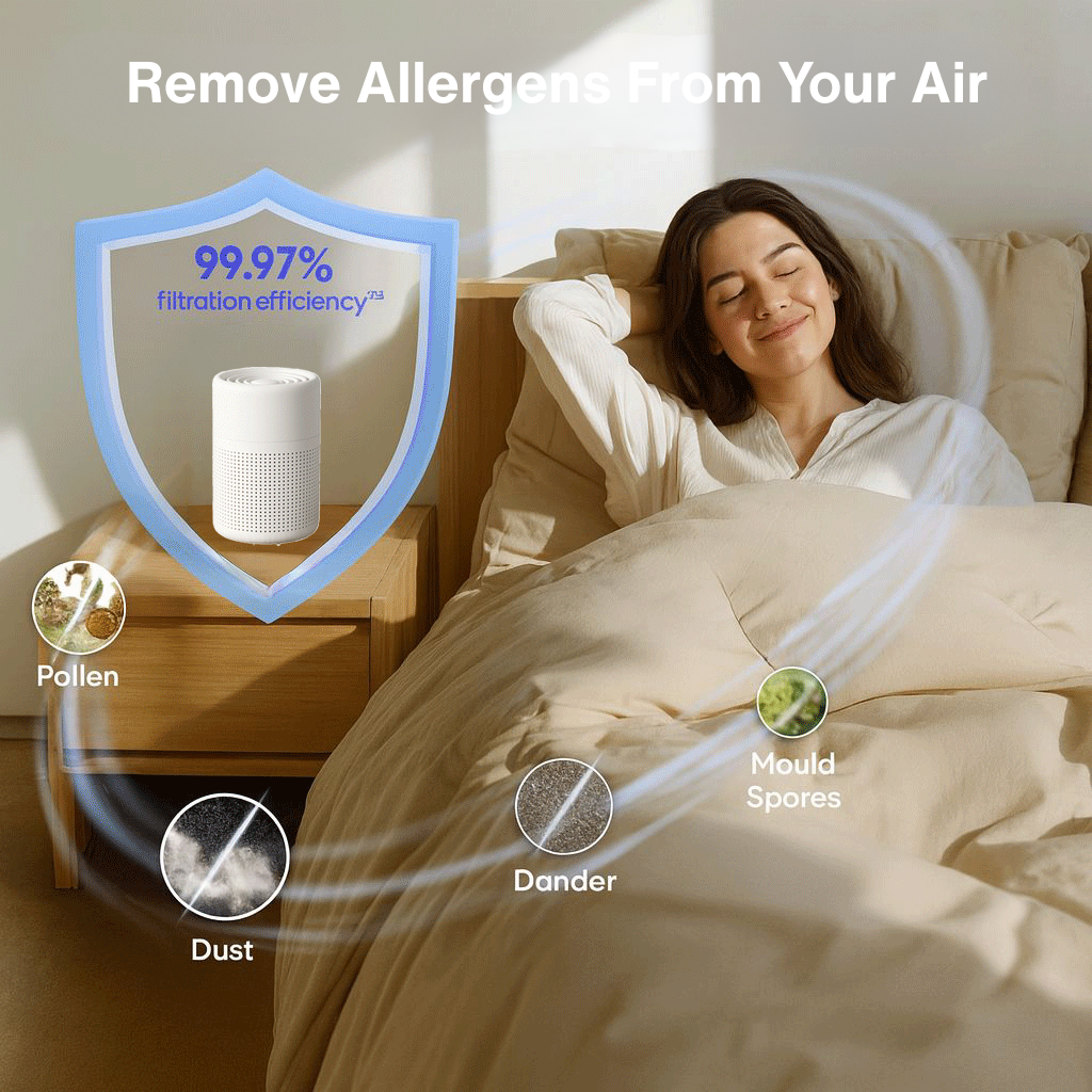 Mini HEPA Air Purifier – Quiet, Compact, for Bedroom & Office