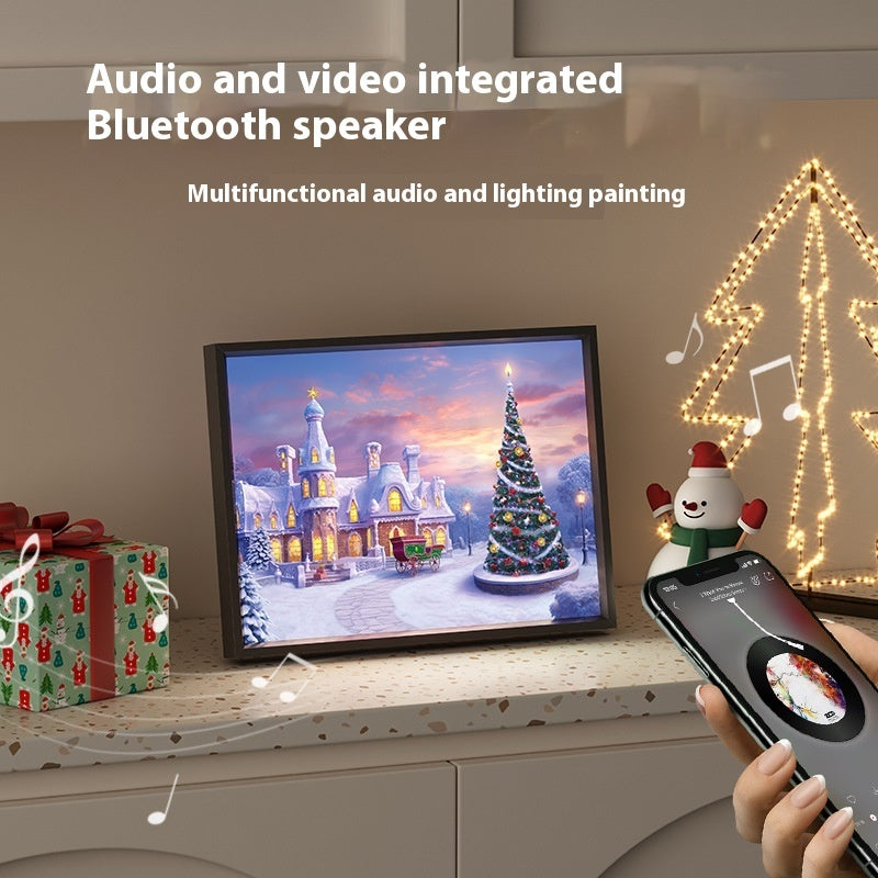 Christmas LED Painting Bluetooth Speaker – Mini Decorative Light-Up Frame | Festive Music Gift