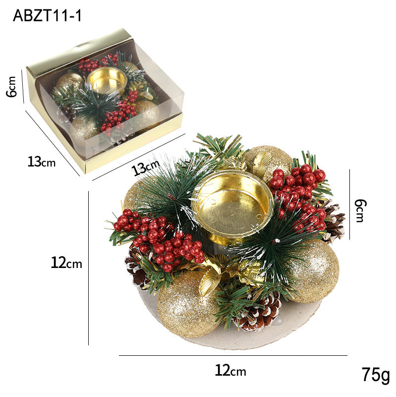 Christmas Candle Wreath Centerpiece – Pinecone & Berry Candle Holder for Table Décor (Multiple Styles)
