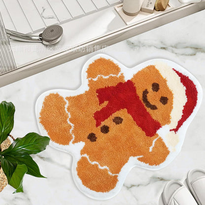 Christmas Floor Mat – Soft Cashmere-Style Anti-Slip Rug | Nordic Xmas Tree, Snowman & Santa Designs