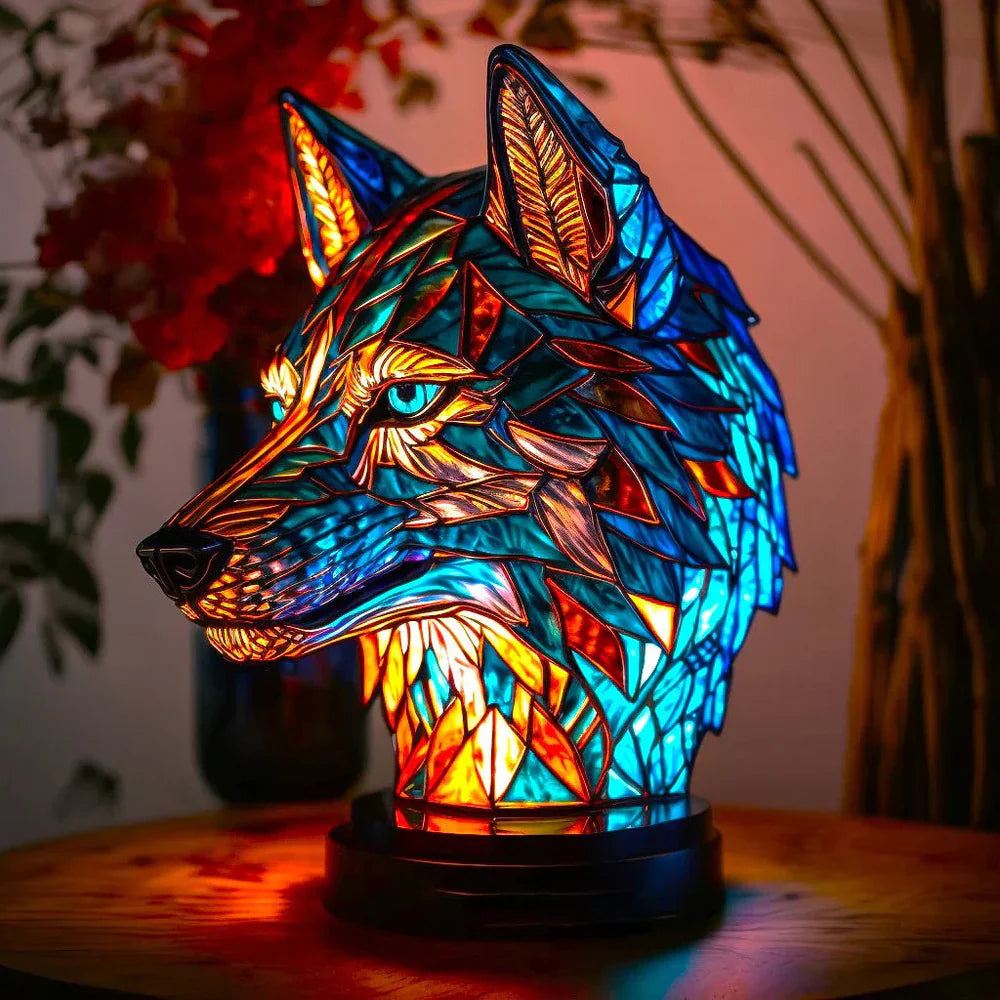 Artistic Stained Glass Table Lamp with 20 Unique Animal Prints – Decorative Bedside Lamp for Living Room Ambiance