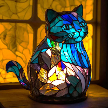 Artistic Stained Glass Table Lamp with 20 Unique Animal Prints – Decorative Bedside Lamp for Living Room Ambiance