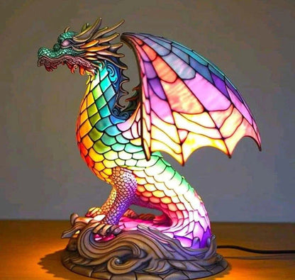 Artistic Stained Glass Table Lamp with 20 Unique Animal Prints – Decorative Bedside Lamp for Living Room Ambiance