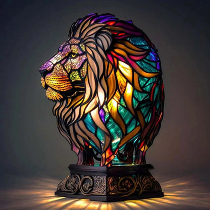 Artistic Stained Glass Table Lamp with 20 Unique Animal Prints – Decorative Bedside Lamp for Living Room Ambiance