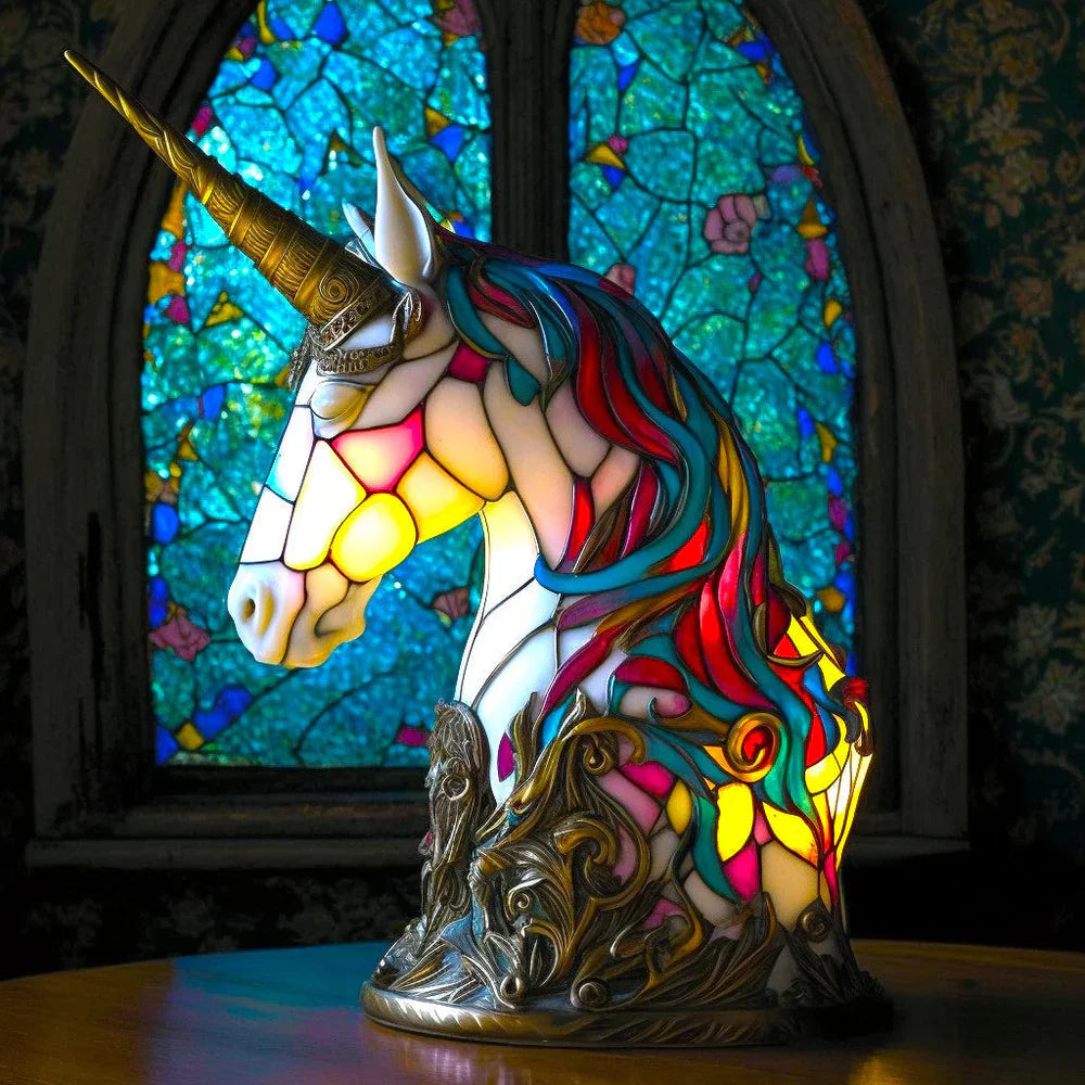 Artistic Stained Glass Table Lamp with 20 Unique Animal Prints – Decorative Bedside Lamp for Living Room Ambiance