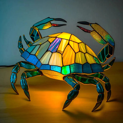 Artistic Stained Glass Table Lamp with 20 Unique Animal Prints – Decorative Bedside Lamp for Living Room Ambiance