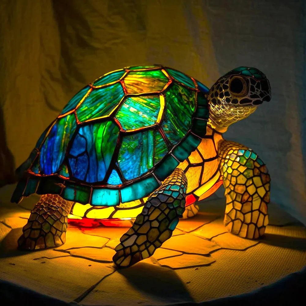 Artistic Stained Glass Table Lamp with 20 Unique Animal Prints – Decorative Bedside Lamp for Living Room Ambiance