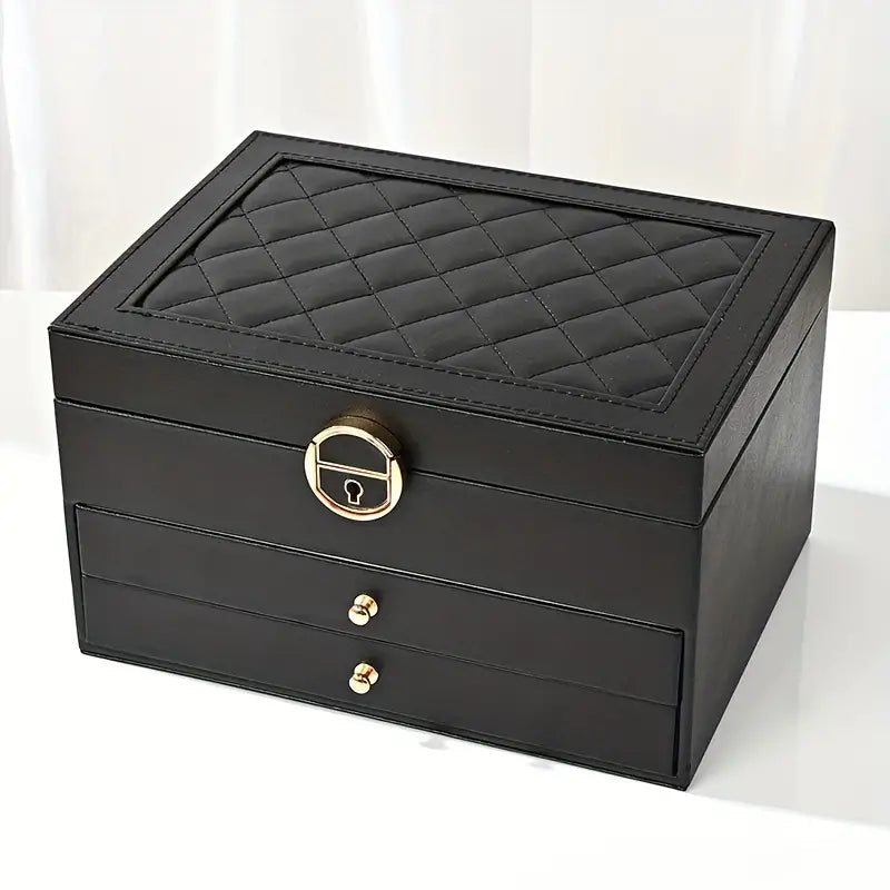 Multilayer Leather Jewelry Box for Women – Stylish Travel Jewelry Case and Organizer with Soft Interior