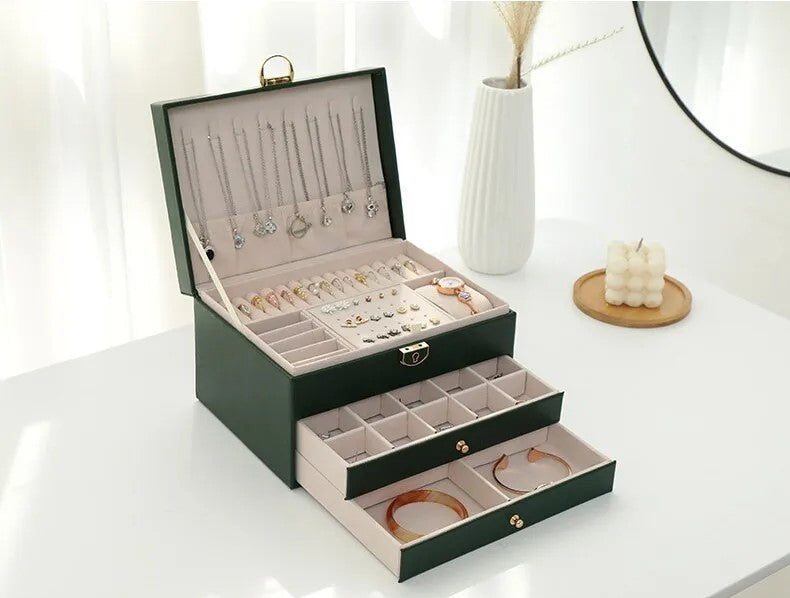 Multilayer Leather Jewelry Box for Women – Stylish Travel Jewelry Case and Organizer with Soft Interior
