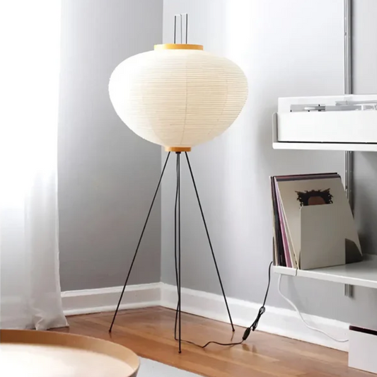 Wabi-Sabi Standing Lamp – Elegant Rice Paper Shade Floor Lamp for Living Room, Warm LED Light for Cozy Ambiance