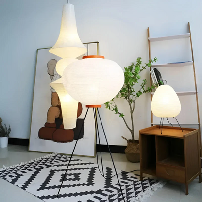 Wabi-Sabi Standing Lamp – Elegant Rice Paper Shade Floor Lamp for Living Room, Warm LED Light for Cozy Ambiance