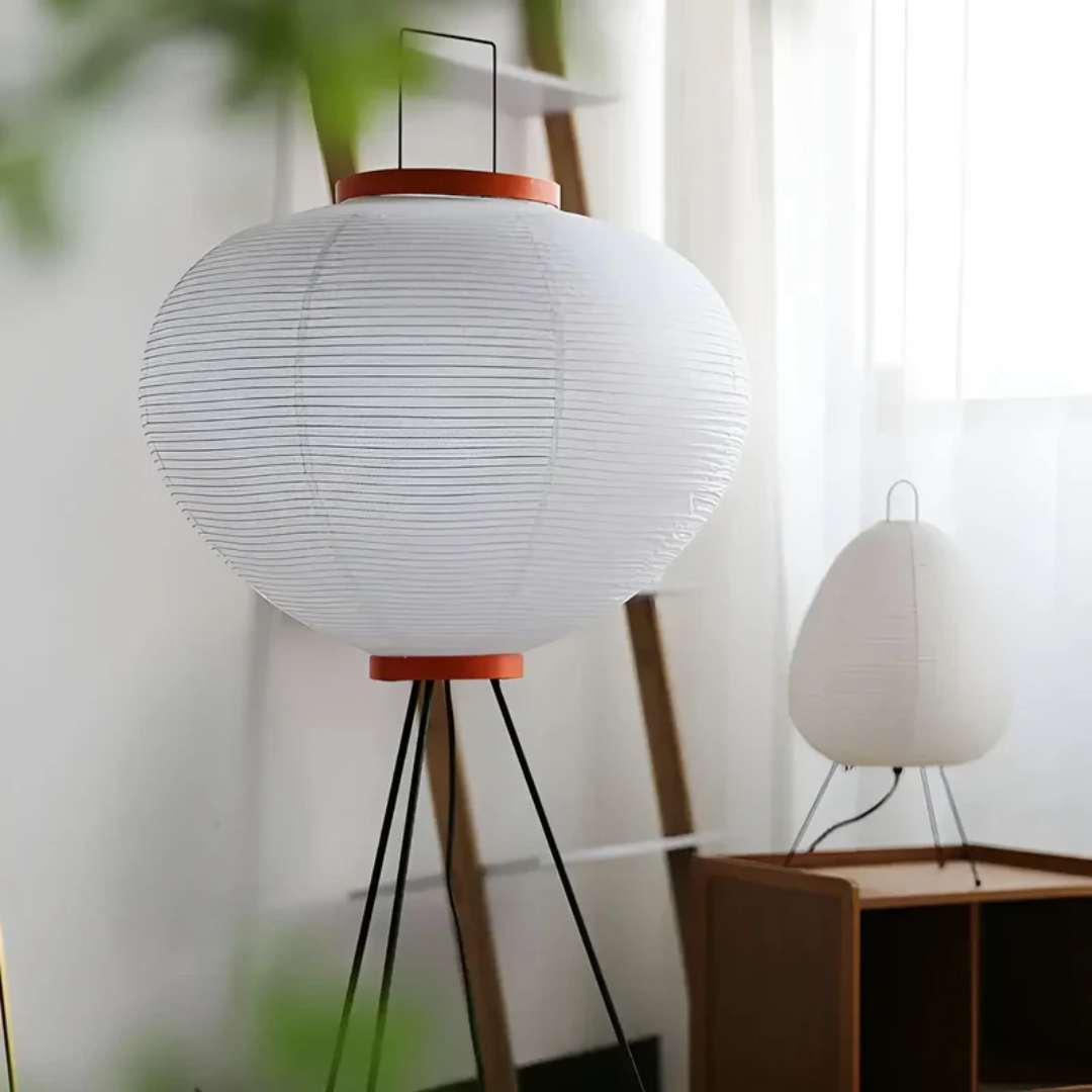 Wabi-Sabi Standing Lamp – Elegant Rice Paper Shade Floor Lamp for Living Room, Warm LED Light for Cozy Ambiance