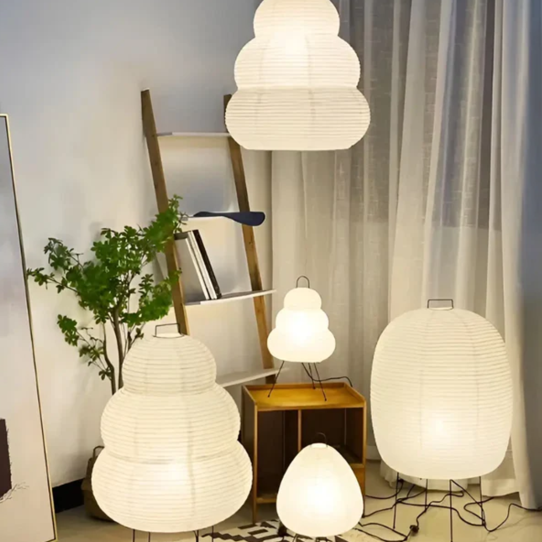 Wabi-Sabi Standing Lamp – Elegant Rice Paper Shade Floor Lamp for Living Room, Warm LED Light for Cozy Ambiance