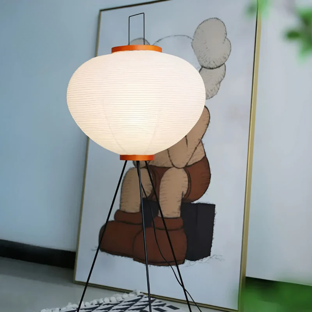 Wabi-Sabi Standing Lamp – Elegant Rice Paper Shade Floor Lamp for Living Room, Warm LED Light for Cozy Ambiance