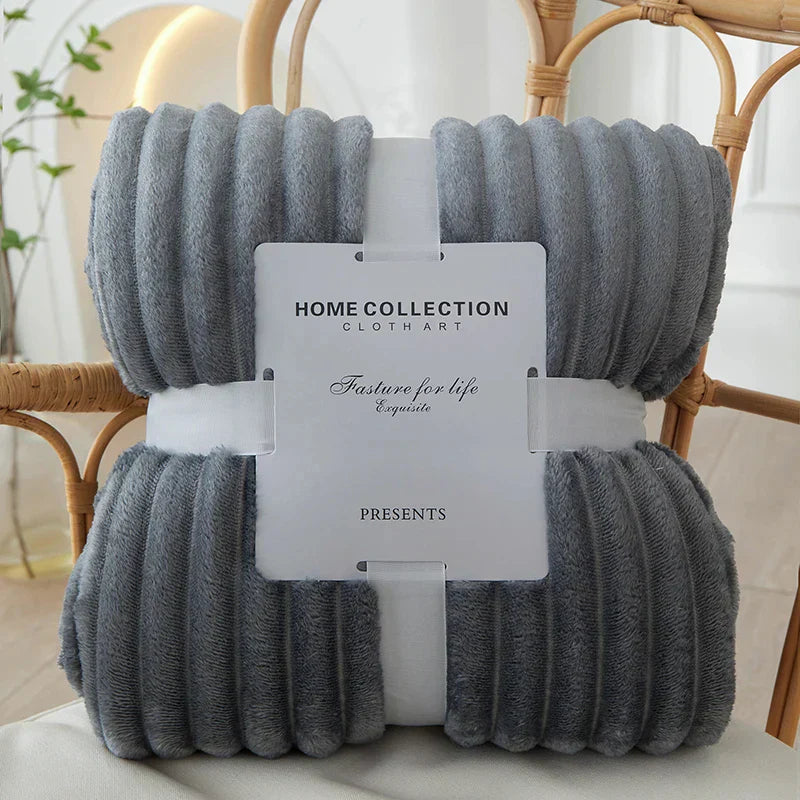 Wide Striped Flannel Fleece Blanket, Ultra-Soft Cozy Throw, 50 x 60 Inches for Warmth and Style
