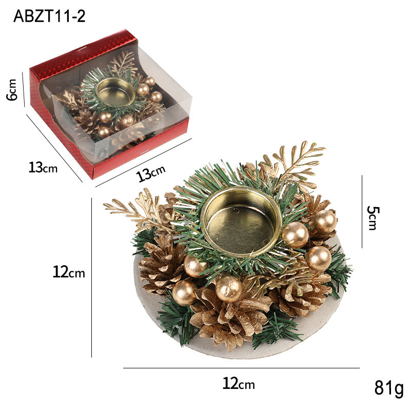 Christmas Candle Wreath Centerpiece – Pinecone & Berry Candle Holder for Table Décor (Multiple Styles)