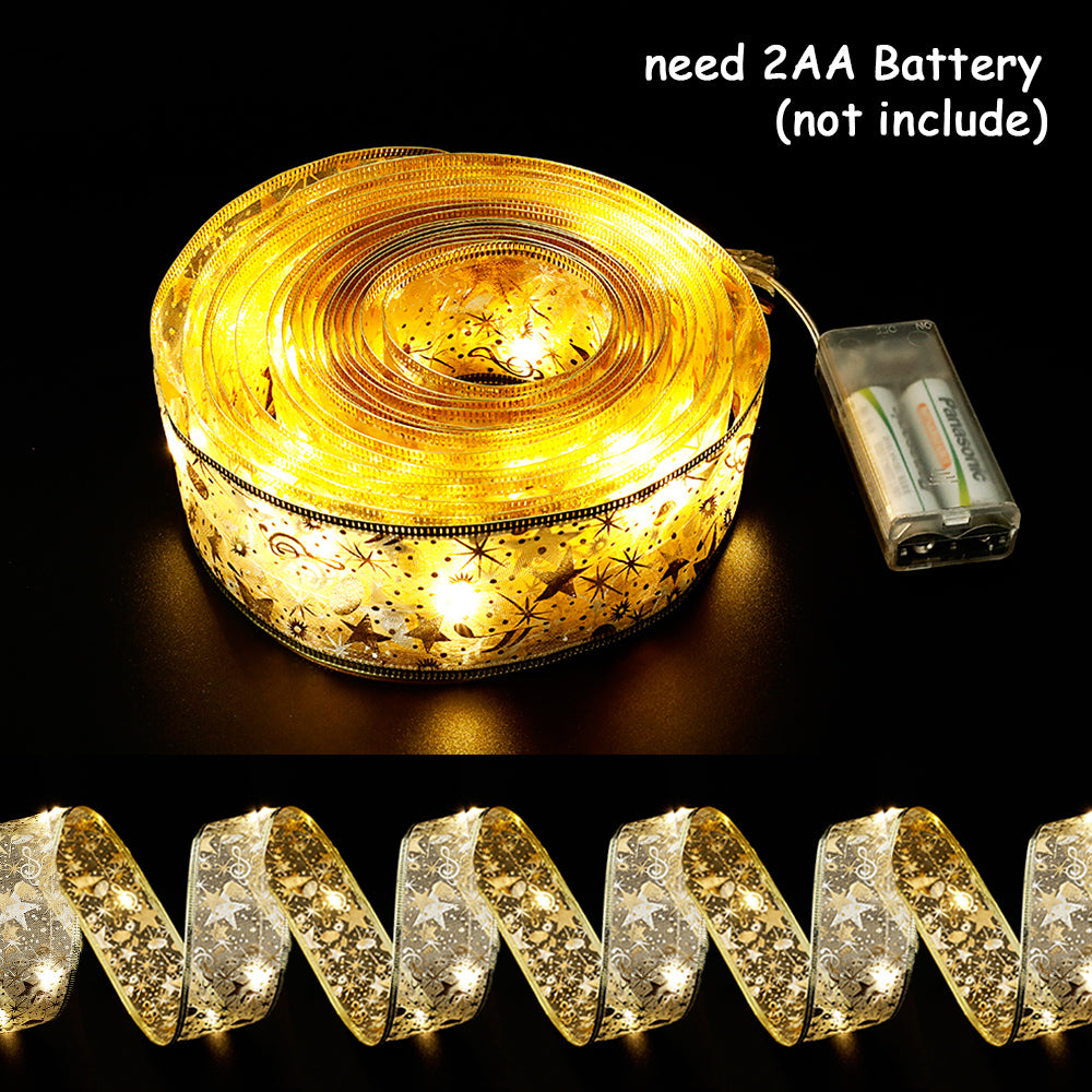 LED Ribbon Fairy Lights – 5cm Wide Christmas Decorative Light-Up Ribbon for Trees & Garlands