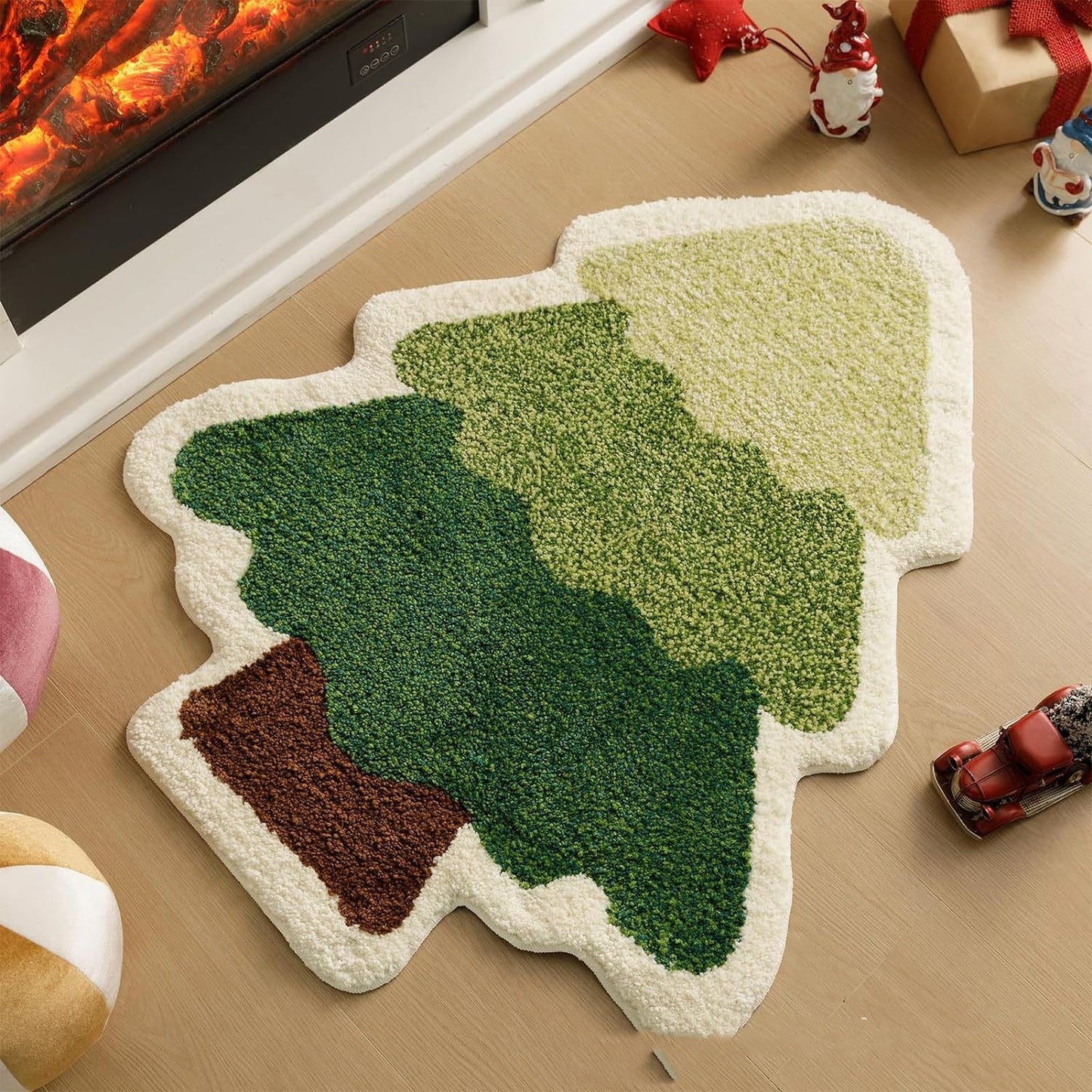 Christmas Floor Mat – Soft Cashmere-Style Anti-Slip Rug | Nordic Xmas Tree, Snowman & Santa Designs