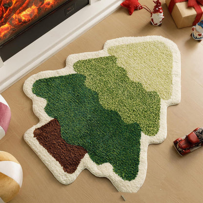 Christmas Floor Mat – Soft Cashmere-Style Anti-Slip Rug | Nordic Xmas Tree, Snowman & Santa Designs