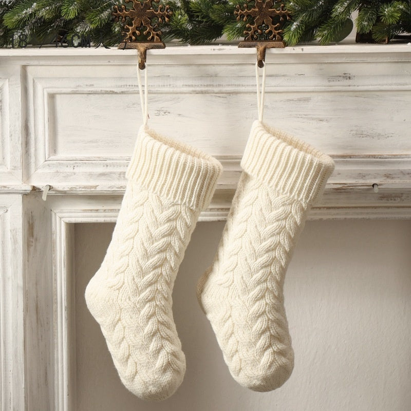 Christmas Knitted Stocking – Large 18" Hanging Holiday Decoration for Mantle & Fireplace (Multiple Colours)