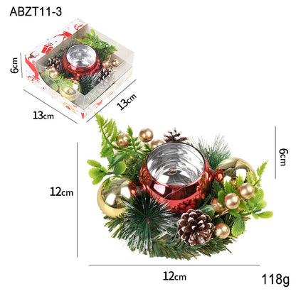 Christmas Candle Wreath Centerpiece – Pinecone & Berry Candle Holder for Table Décor (Multiple Styles)