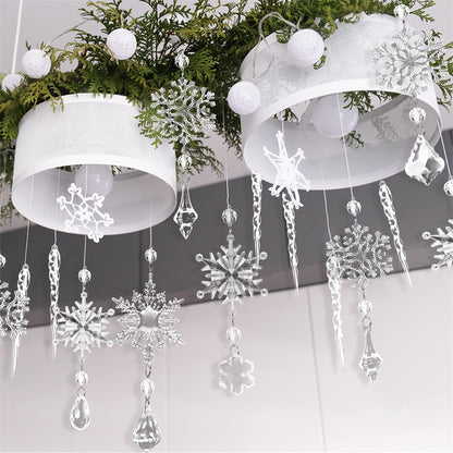 Christmas Acrylic Icicle Ornaments – 10 Pack Hanging Tree Decorations | Clear Snowflake & Ice Drops